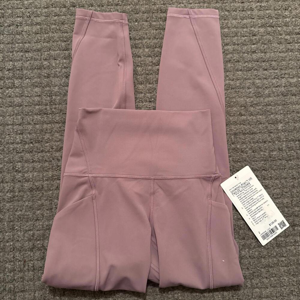 lululemon Align HR Pant 25" W Pockets in Lavender Purple  Sz 2 New Active Nulu